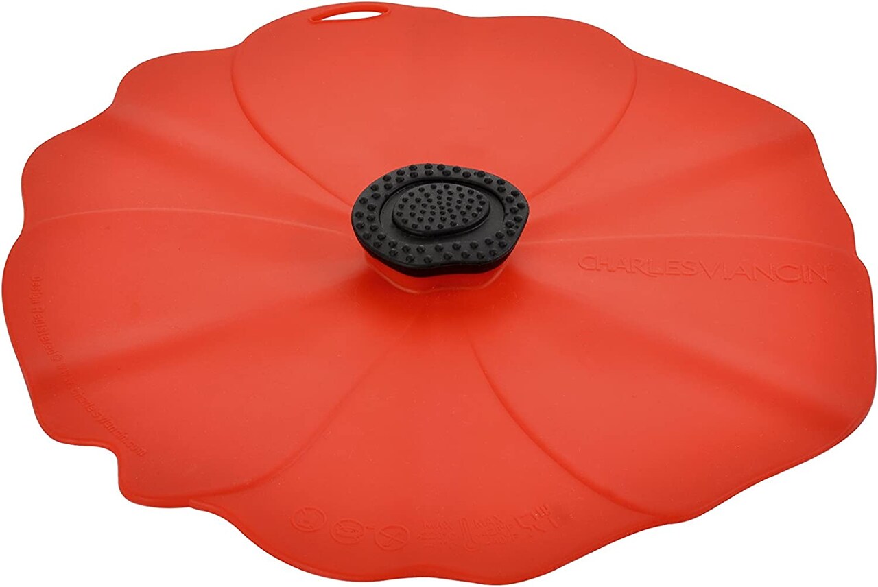 Charles Viancin Large Poppy Flower Reusable Silicone Container Lid 11" Red